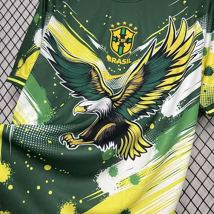 Camisola Brasil Conceito Verde Amarelo Águia 2024-25