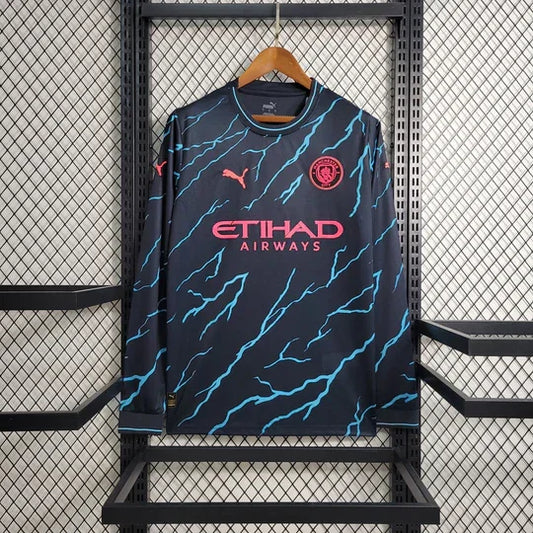 Camisola Manchester City fora 2023 2024 mangas compridas