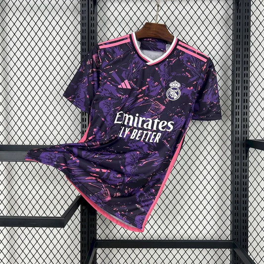 Camisola Real Madrid futebol conceito rosa 2024 2025